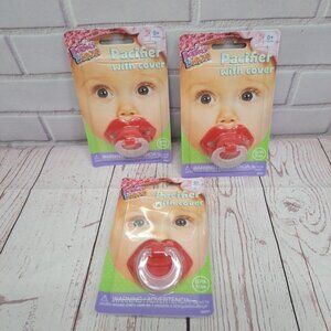 Babies 2 Grow Pacifier Cover Red Lips 0+ months (Lot Of 3) BPA Free